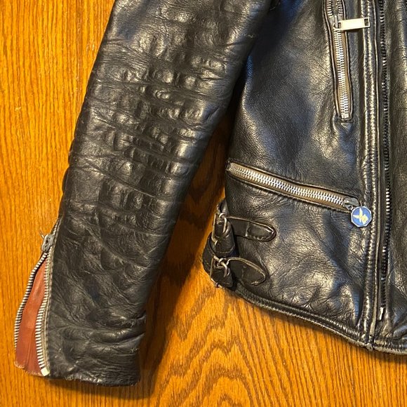 Vintage Moto Cuir Leather Jacket w/ Road Rash - Picture 3 of 14